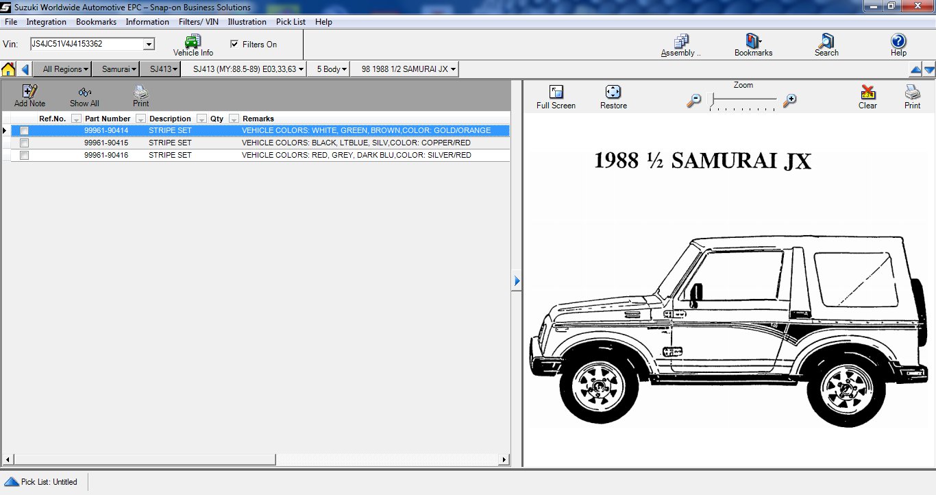 1986-1995 Suzuki Samurai JX Graphics shipped as Single Sheet, Trim Before  Install 